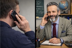 Bertrand-téléphone-parent Bertrand Carbonneaux, le professeur de mathématiques au téléphone avec un parent d’élève